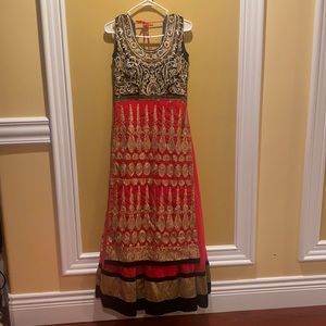 Pink and blue anarkali